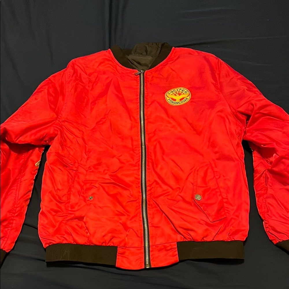 Red Bomber Jacket With Patch - image 1